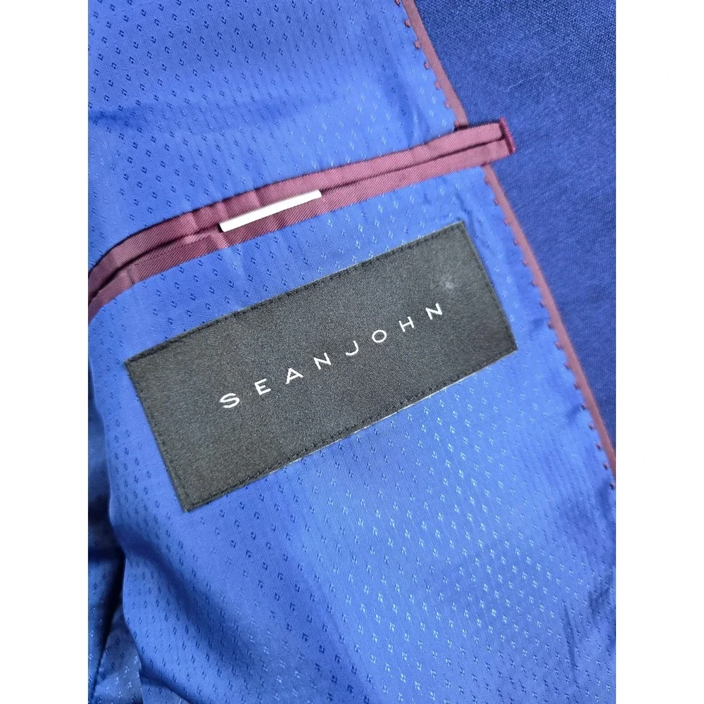 Sean John Double Breasted 3 Piece Suit Mens 44L Pants 38x31 Royal Blue w/Vest